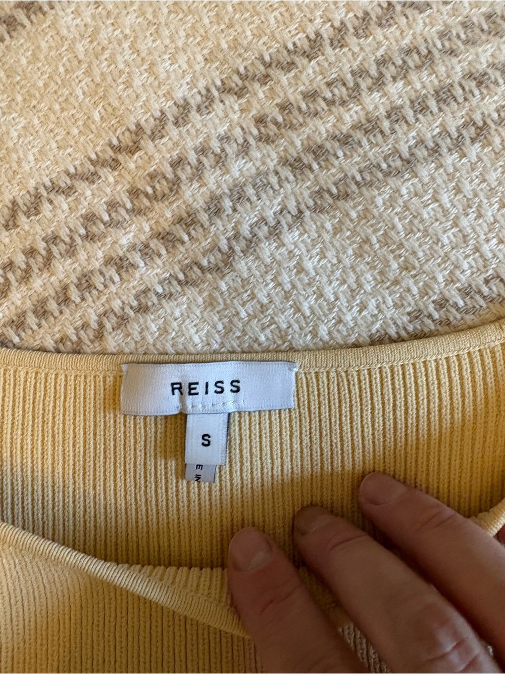 Reiss Tamara Square-Neck Ribbed Tank in Pale Yellow - Picture 3 of 4